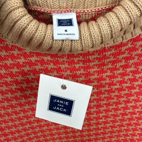Janie and Jack Poncho Cape Herringbone Coral Tan Sz 6 NWT - Picture 5 of 10